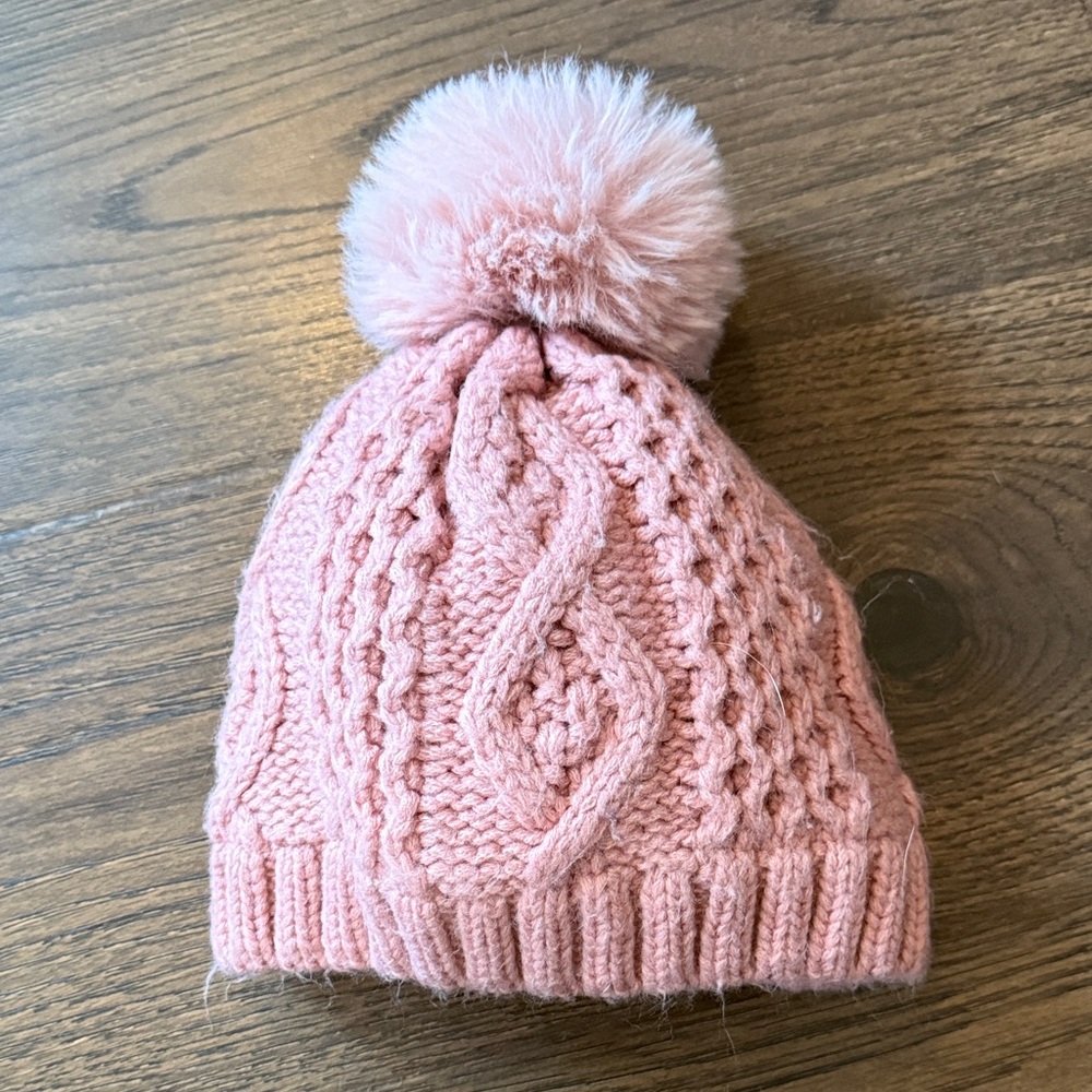 Cozy Pink Knit Pom-Pom Beanie for Kids